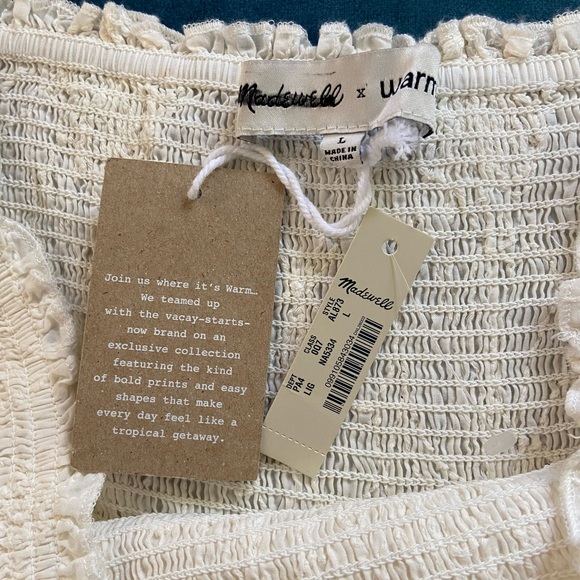 Madewell X Warm Embroidered Smocked Midi Dress - Picture 9 of 10